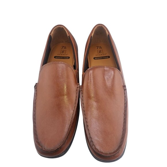 George Men’s Loafers Slip-On Dress Shoes Brown Memory Foam Size 7.5M - Picture 5 of 9